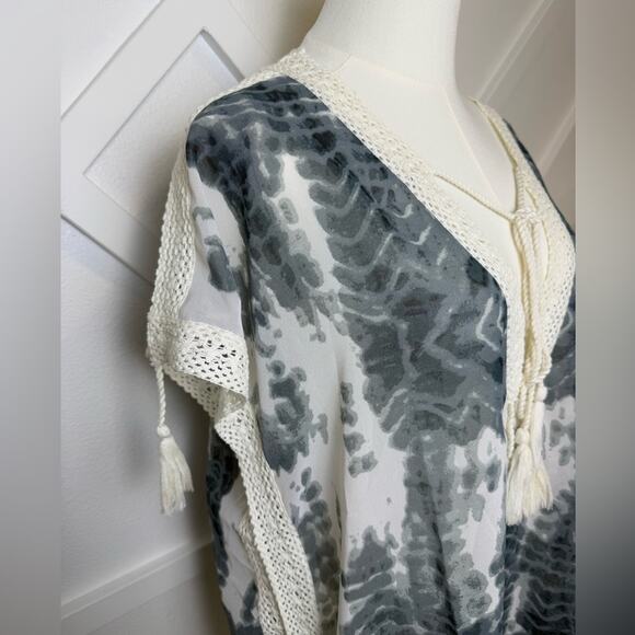 NWT Koy Resort Varadero Tassel Crochet Tie Dye Kaftan Swim Cover Up Size Large - Picture 3 of 11
